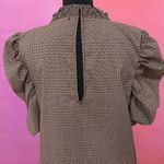 ZARA  Brown Plaid & Polka Dot Puff-Sleeve Babydoll 60s Style Shift Dress - Medium Photo 4