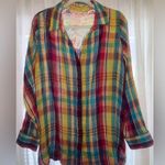 Soft Surroundings NWT Soft Surrounding Kona Shores Gauze plaid button detail shirt large Photo 1