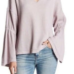 Free People We The Free Light Purple Waffle Knit Dahlia Bell Sleeve Top Photo 0