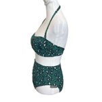 Garnet Hill  Ruched High Waisted Two Piece Swimsuit Bikini Pine Leopard 2 New Photo 2