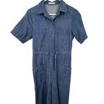 Marine layer  XS Joni Jumpsuit Dark Denim One Piece Outfit Wide Leg Short Sleeve Photo 2