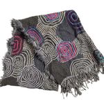 Unbranded Women’s Gray Spiral Knit Fringe Rectangle Scarf 24.5” X 72” Long Cozy Photo 0