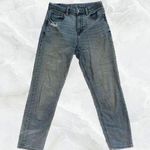 Blue Denim Bootcut Mom Ripped Jeans with Pockets Size 2 Photo 0