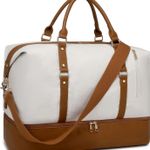 Weekender Overnight Bags for Women Large Leather Canvas Travel Duffle Bag with Shoe Compartment Photo 0