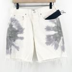 EDWIN Jean Shorts Size 26 Denim Tie Dye NWT Cai 7” Horizon White Gray Side Slit Photo 3