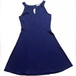 NY & Co Navy Blue Halter High Neck Fot & Flare Dress Blue Photo 0