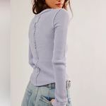 Free People We The Free Roll With It Thermal Size Large Blue  Waffle Knit Photo 1