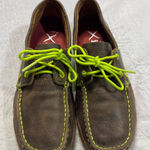 Twisted X Brown and Green Loafers with Moccasin Toe Photo 0