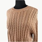Aerie NWOT Women’s Mini Cable Cropped Knit Long Sleeve Sweater Sz Medium, Tan Photo 5