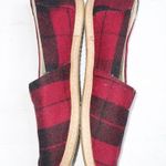 Toms Alpargata Classic Buffalo Check Plaid Red And Black Felt Slip On Flats Photo 5