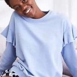 Ralph Lauren Y2K Blouse Baby Blue Womens Boho Ruffle Shoulder Top - L Photo 0