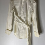White House | Black Market NWT WHBM White Iconic Siren Shirt Blouse Tie Waist Collar Long Sleeve Size 6 Photo 0