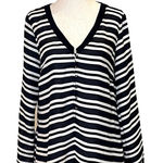 ZARA Basic Black And White Striped Long Sleeve Button Front Blouse Size S Photo 0