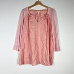 Escada Sport Linen Ruched Pleated Pearl Detail V Neck Blouse Shirt Pink Large Photo 0