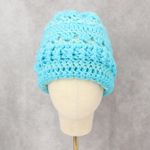 Blue Cable Knit Chunky Y2K Vintage Crochet Beanie Cap Hat Photo 1