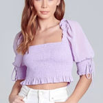 The Impeccable Pig NWT Purple Smocked Crop Top size Small! Photo 0