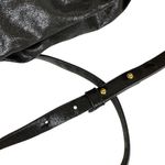 Anthropologie  Jory Black Metallic Clutch Crossbody Dumpling Bag Vegan Leather Photo 1