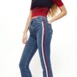 Topshop Moto Stripe Jamie Flare Denim Blue Jeans Size 34x30 NWT Photo 1