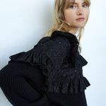 ZARA nwt black lace crochet boho bohemian black knitted sweater top Photo 1