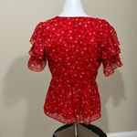 Madewell  Red Tiered-Sleeve Peplum Top Photo 8