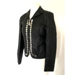 VTG Gianfranco Ferre Black Leather Jacket Italian Metal Buttons Collector Sz 10 Photo 3