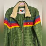 Aviator Nation  Green Varsity Jacket with Multicolor Stripes Photo 7