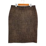 Talbots  Pencil Skirt Metallic Wool Blend Gold Black Woven Tweed Size 8 Photo 0