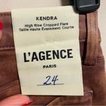 L'Agence NWT Kendra High Rise Crop Flared Leg Jeans Java Coated Raw Hem- Size 24 Photo 8