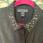 Style & Co ❤️. Black collared embellished button up shirt Sz PM EUC CLEARANCE Photo 1