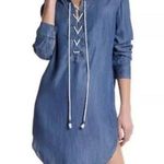 Rails  Blue Chambray Rachel Shirt Dress Lace Up Mini Tencel Preppy Nautical Photo 0