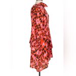 Topshop Houndstooth Pink Red Black Long Sleeve Mini Dress Back Keyhole size 8 Photo 6