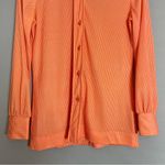 Vintage 70s Blouse Bright Orange Women's Square‎ Buttons Dagger Collar Shirt Top Photo 9
