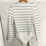 J.Crew White & Black Ribbed Stripe Long Sleeve Bodysuit Photo 5