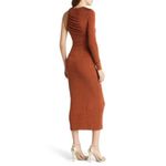 Misha Revolve Asher one sleeve midi dress ginger metallic Orange Size 8 Photo 2