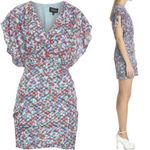 Saloni Brooke Dress Blue Poppyfield 4 Silk Abstract Floral flutter sleeve mini Red Photo 2