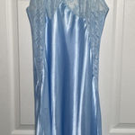 Avon Womens XL Blue Lace Silk Dress Lingerie Chemise Long Satin Nightgown Lace Photo 0