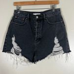 PacSun  Ultra High Rise Vintage Shorts Womens 25 Washed Black Button Fly Festival Photo 2