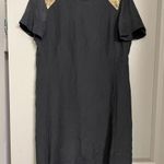 Madewell Black Silk & Gold Sequin Shoulder Accent Back Ribbon Cutout Dress Photo 0