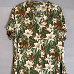 Classic Elements Button Up Shirt Women's Plus Size 24W / 26W Floral Brown Green Photo 0