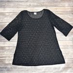 MiracleSuit  Black Open Knit Scoop Neck 3/4 Sleeve Pullover Coverup Dress XL Photo 5