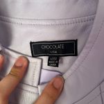 Chocolate Light Lavender Blazer with Gold Buttons Size M Photo 3