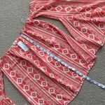 Rachel Kate  Cold Shoulder Blouse Geo Print Bell Sleeve Top Small Pink Cream NWT Photo 7