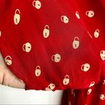 Petticoat Alley 100% Silk Cherry Red Lock Print Blouse Photo 11