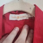 Tory Burch Red Linen Button Front Women 0 Summer Breathable Long Sleeve Top Photo 4