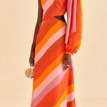 Farm Rio  Party Stripes Multicolor One Shoulder Maxi Dress Photo 0