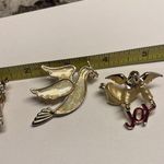 Lot Of 3 Gold Tone Christmas Holiday Brooch Pins Gold Tone Angels Photo 6