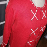 Storybook Knits Womens Red White‎ Nantucket Shore Full Zip Cardigan Sweater Med Red Photo 2