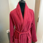 L.L. Bean Women Winter Fleece Robe Tie Front Heavyweight Deep Rosewood Pink Red Size M Photo 2