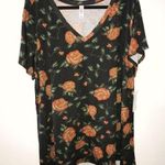 LuLaRoe Christy Tee Black w/ Pixelated Roses Sz 3X BNWT Floral V Neck Top Photo 0