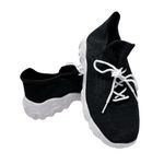 SheIn Black Mesh Breathable Casual Lightweight Sneakers w White Speckled Soles Size 9 Photo 1